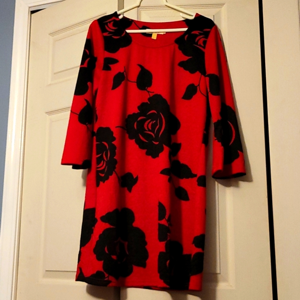 Aryeh, size L, dress, red with black flowers, never worn